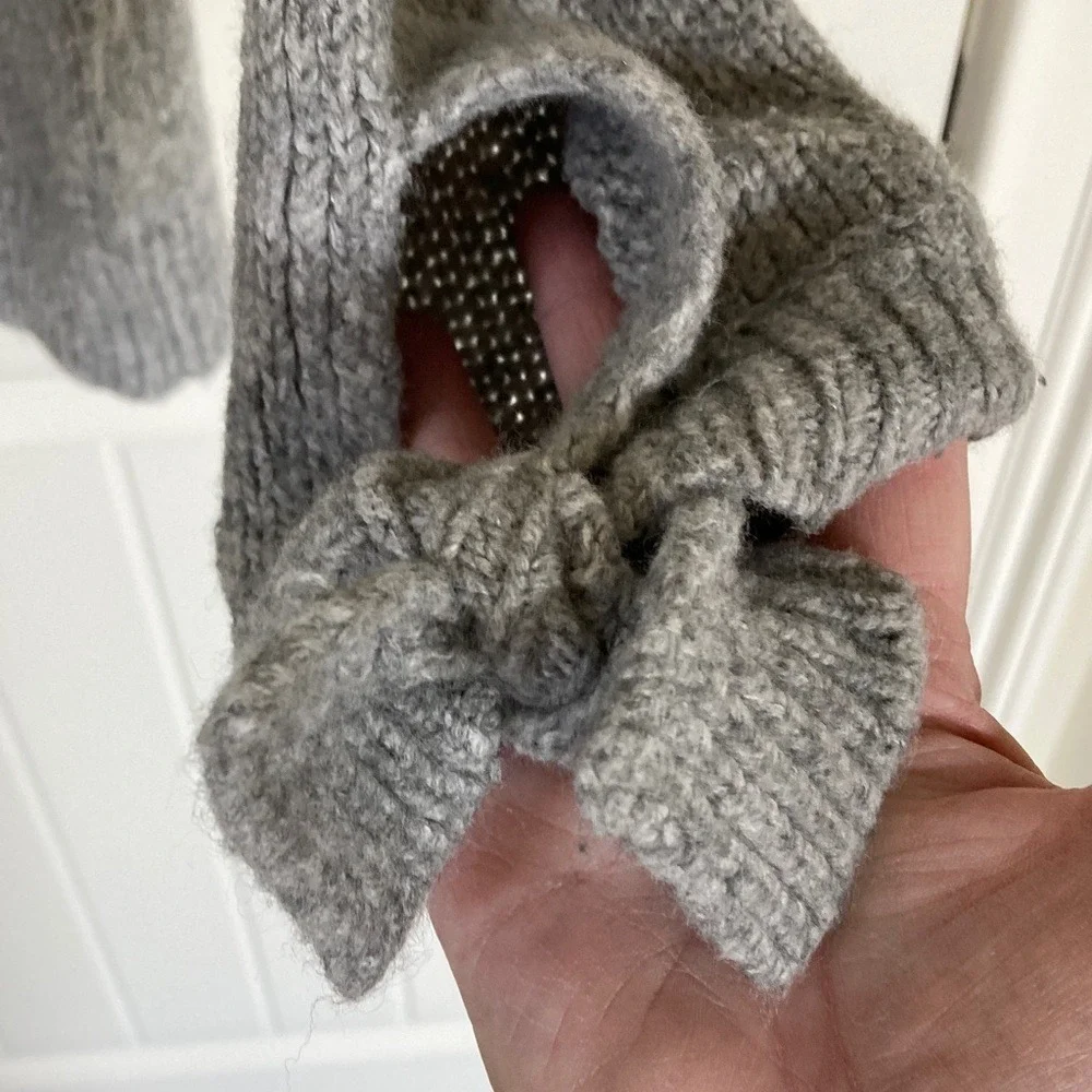 Banana Republic Womens Grey‎ Button Front Wool Blend Cardigan Size M Tie Sleeve